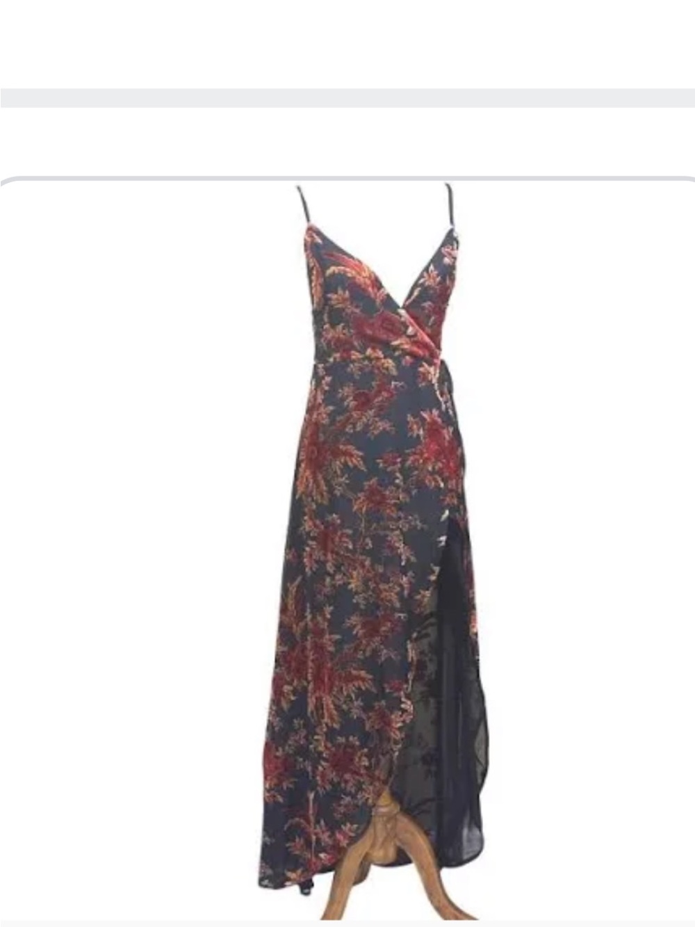 Tiger mist Floral Wrap Slip Dress with Side Slit - orange Floral